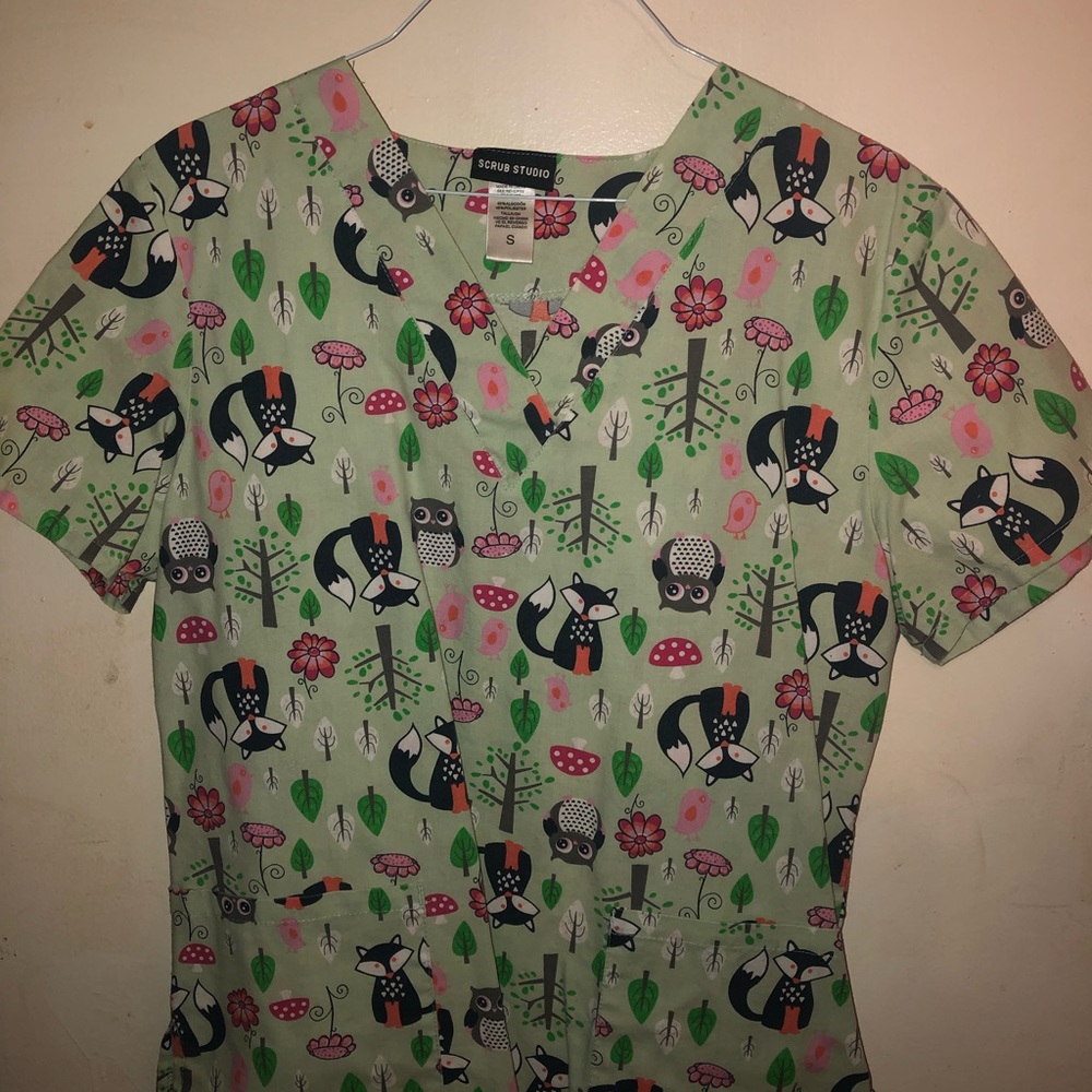 Woodland Creatures Scrub Top
